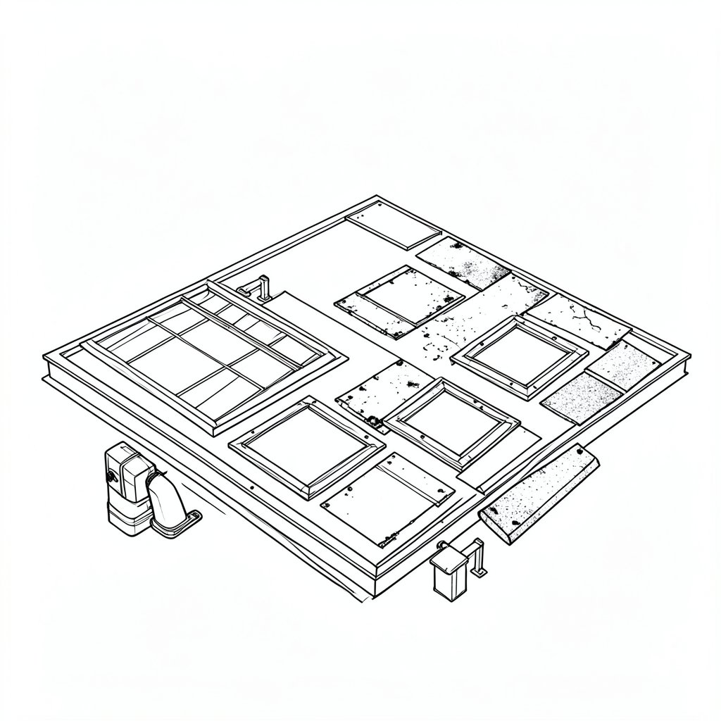 Working Near Fragile Roof Surfaces and Roof Lights — technical line drawing.