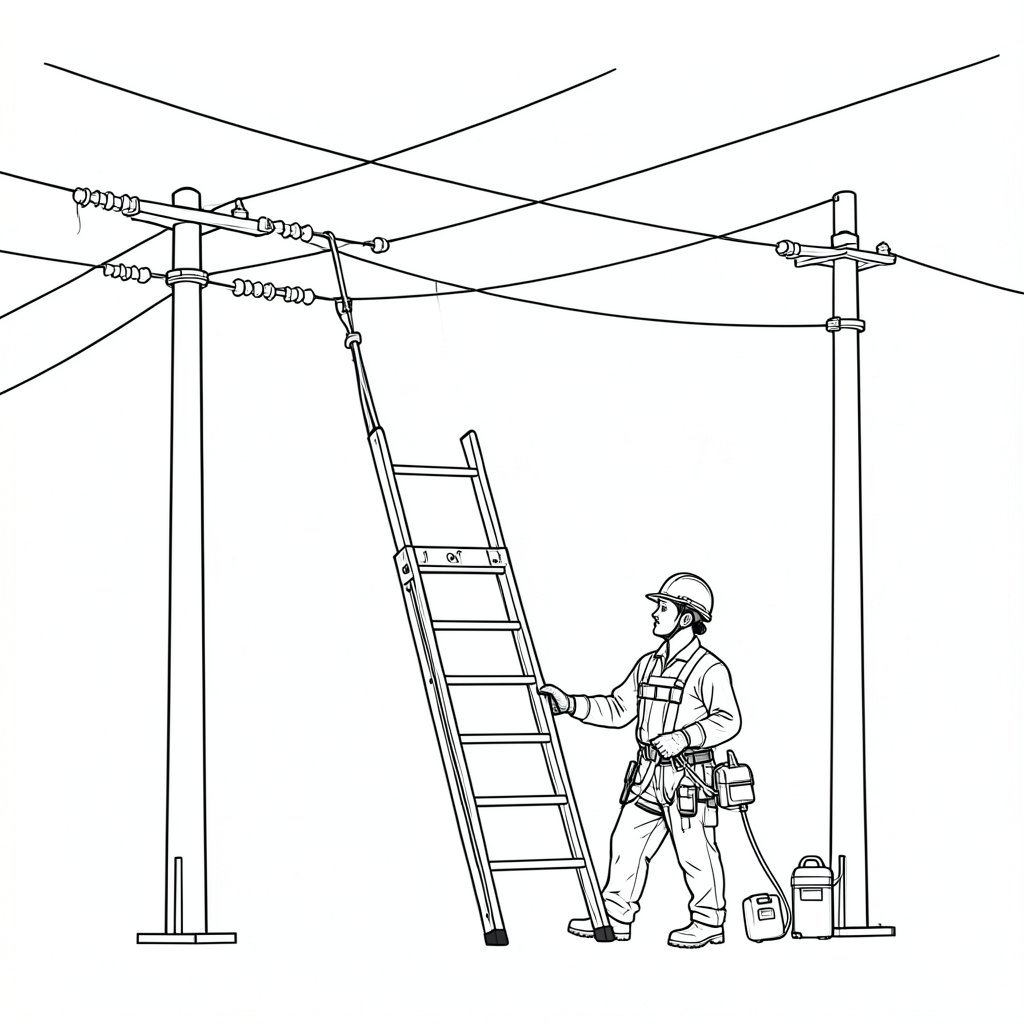Working Near Overhead Power Lines: Safe Approach Distances — technical line drawing.