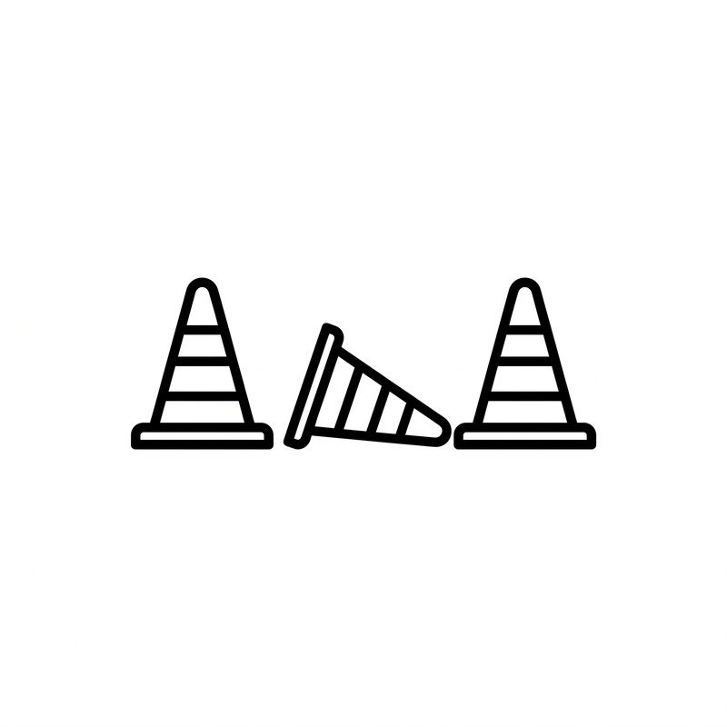 Displaced cone in a line icon