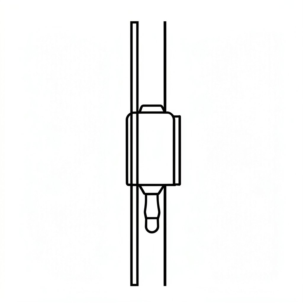 Guided-type fall arrester sliding sleeve on a vertical rail diagram
