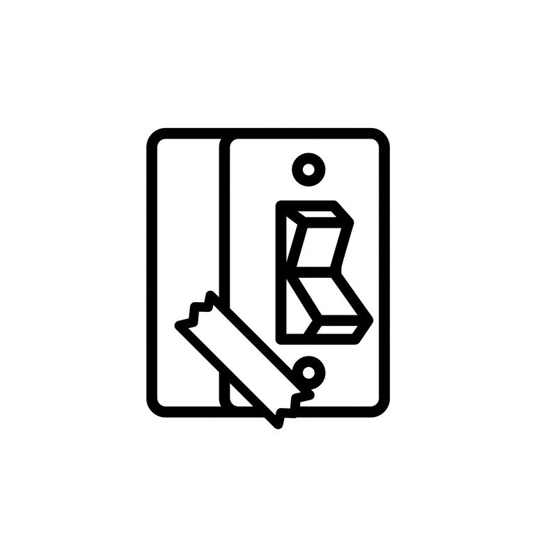 Defeated interlock with taped actuator icon