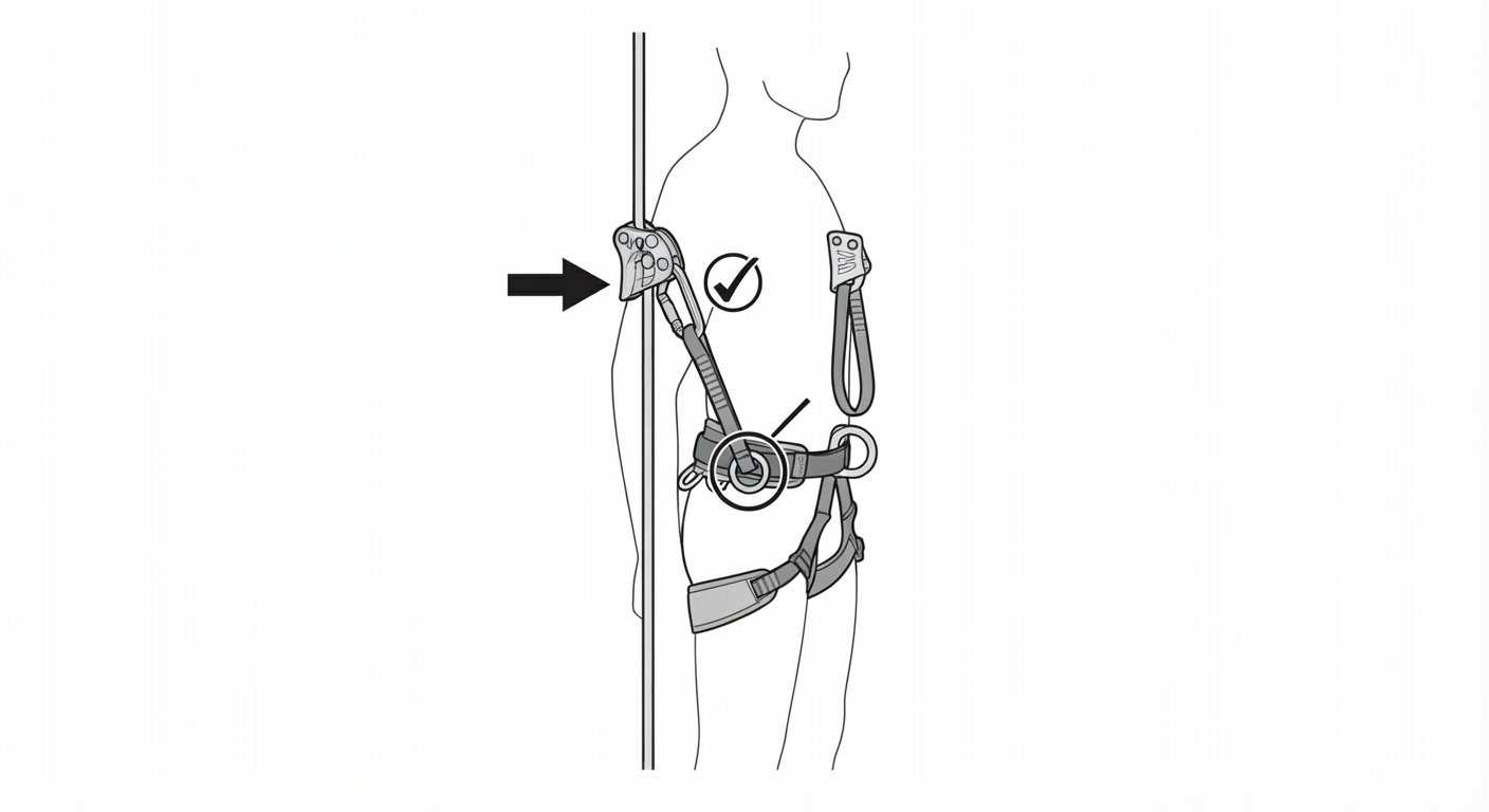 Harness attachment point for a rope grab