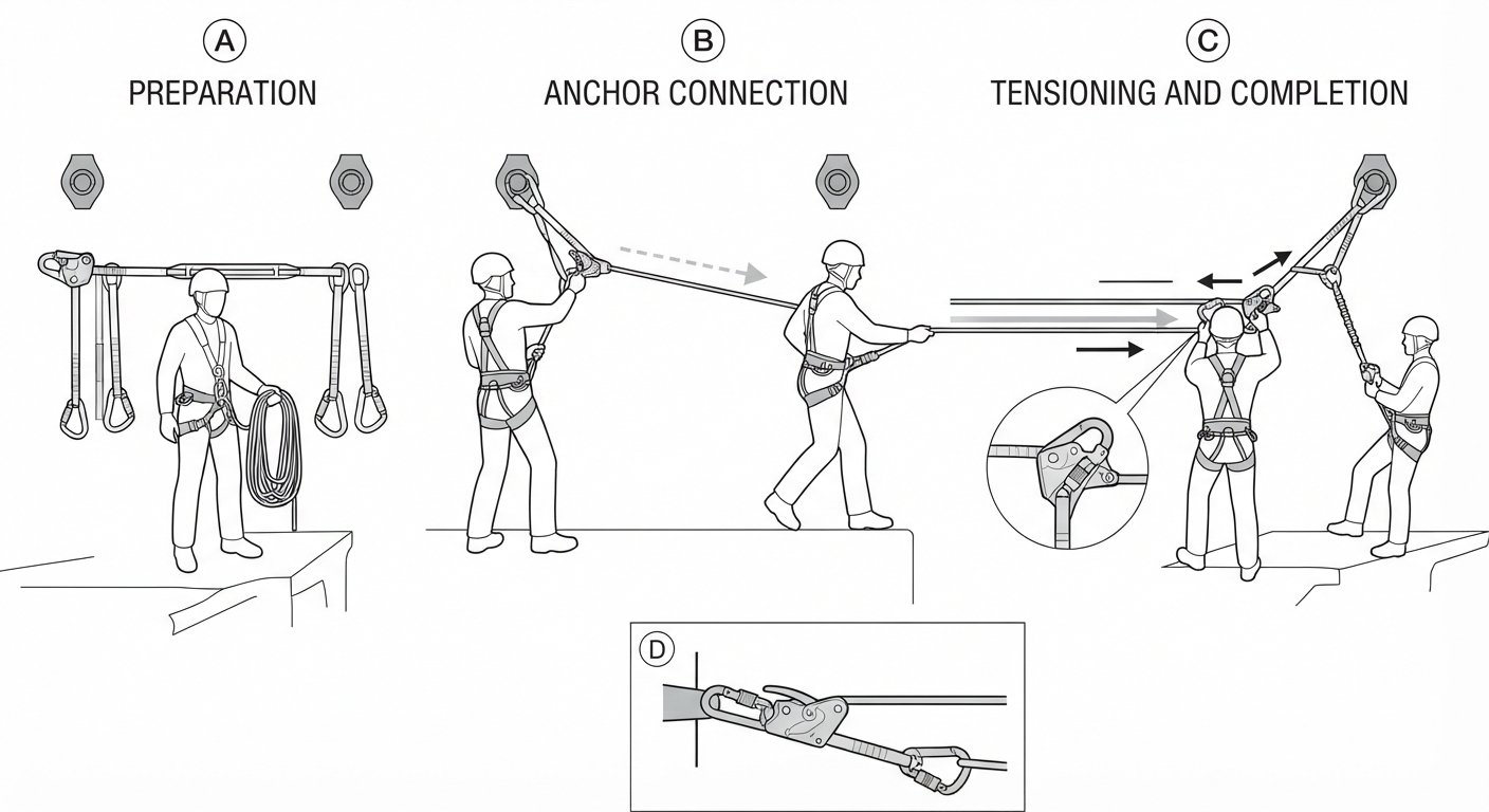 Installing a horizontal life-line