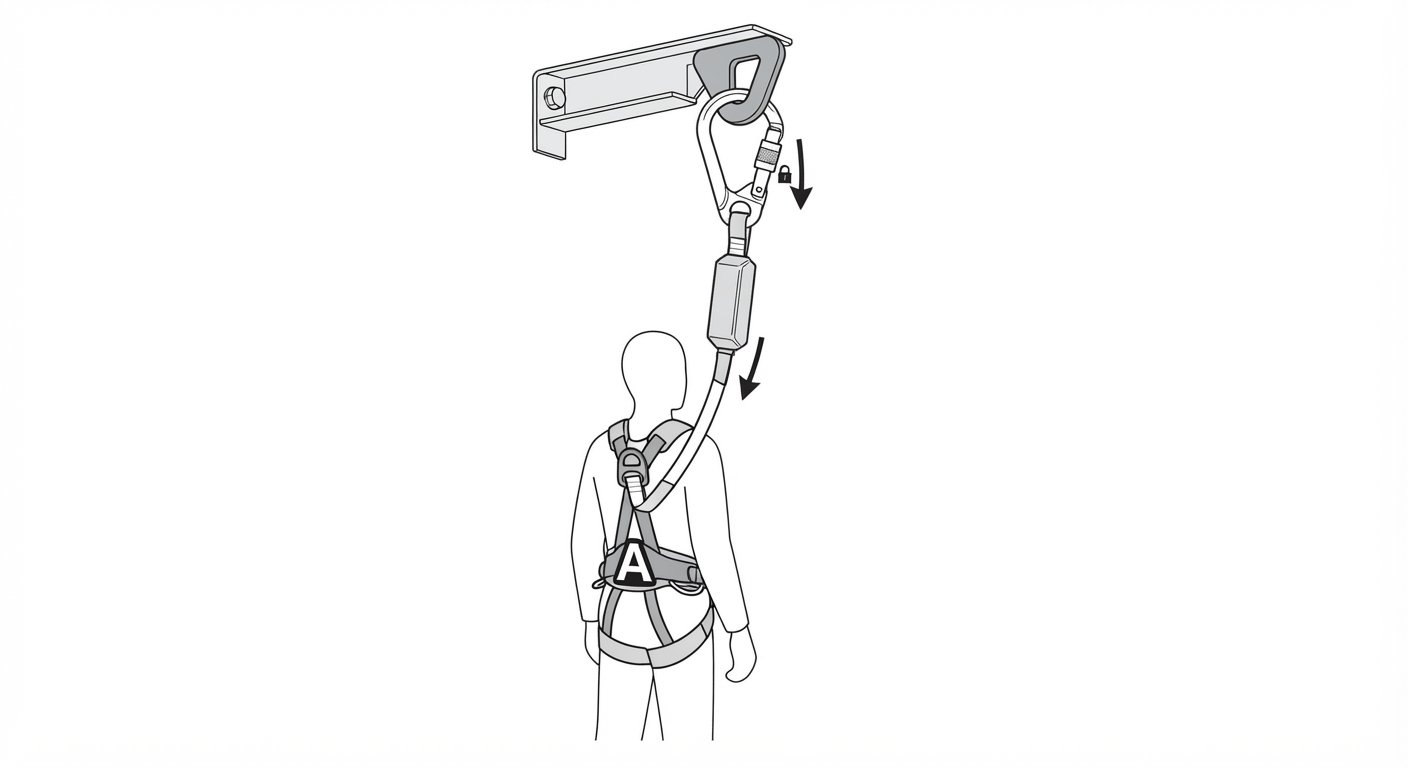 Lanyard-end connector for fall arrest