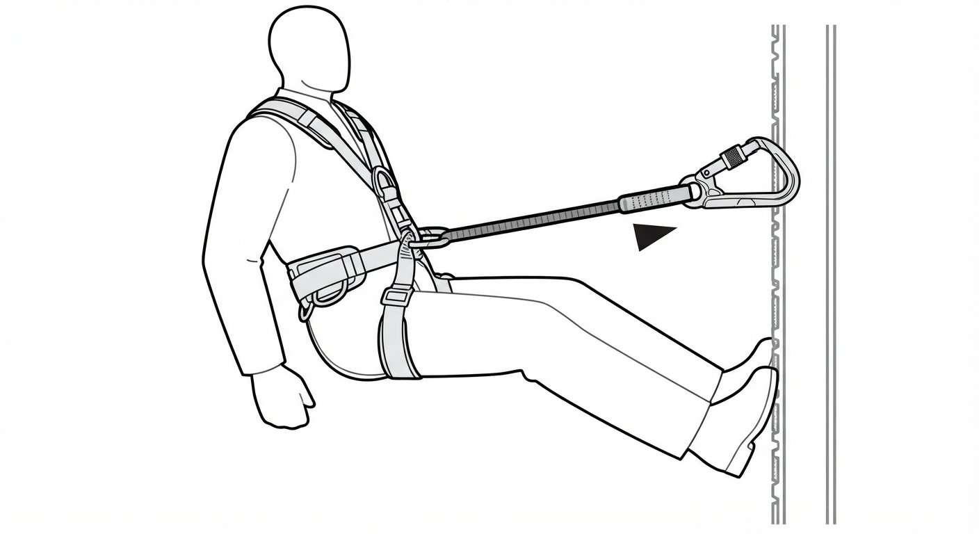 Lanyard-end connector for work positioning