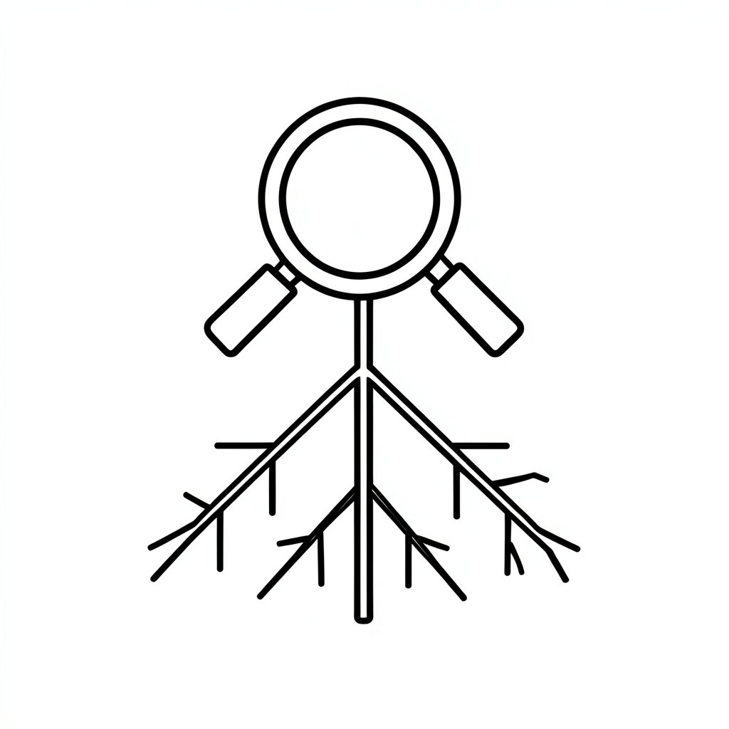 Root cause investigation tree diagram icon
