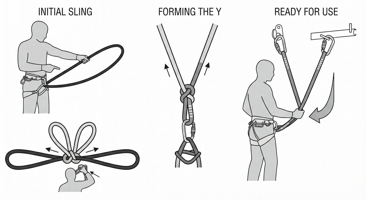 Making a Y-lanyard from a knotted sling