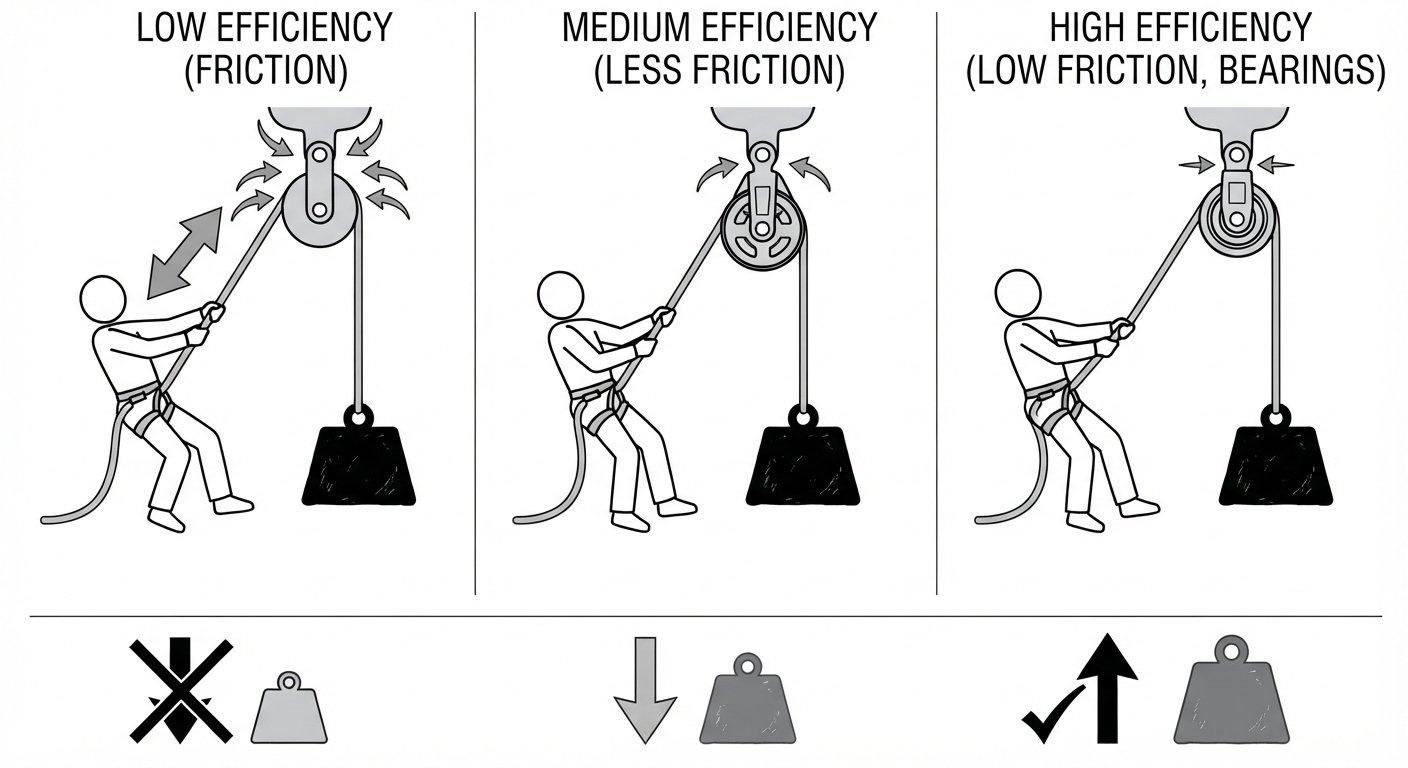 Pulley efficiency: what the numbers mean