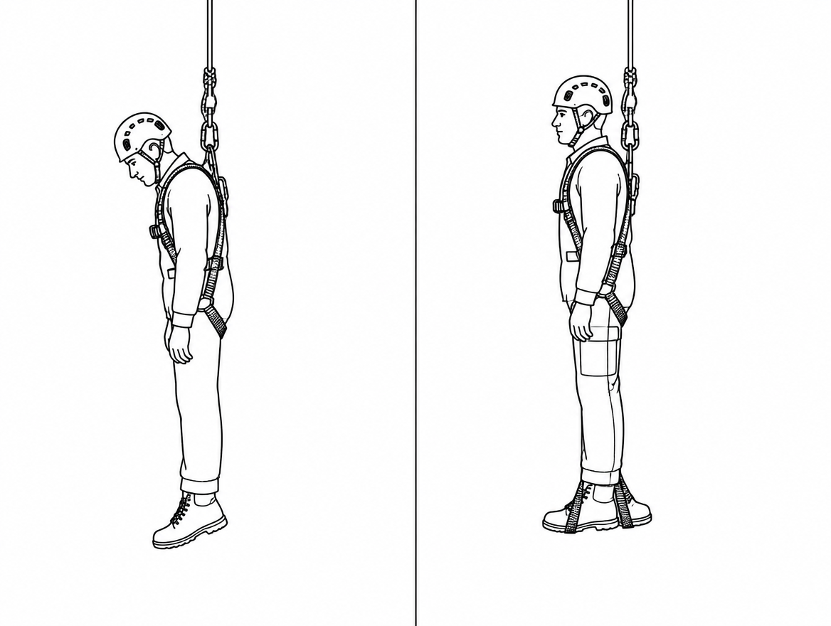 A conscious casualty who can stand in foot loops relieves leg-strap pressure and buys the rescue team time.
