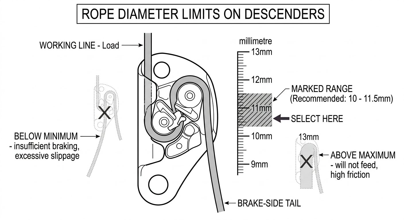 Rope Diameter Limits on Descenders: Why the Marked Range Matters