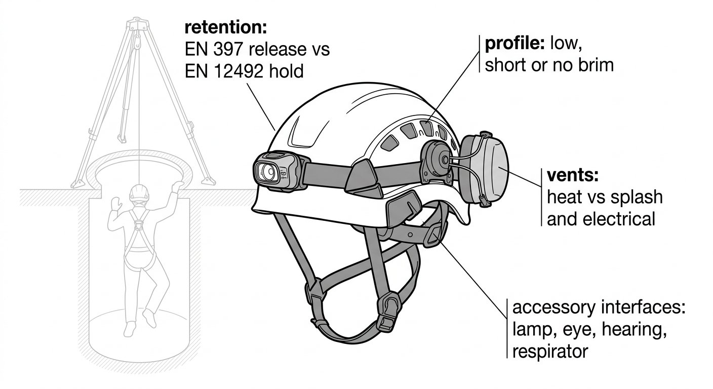 Selecting a Helmet for Confined Space Work: Retention, Profile and Compatibility