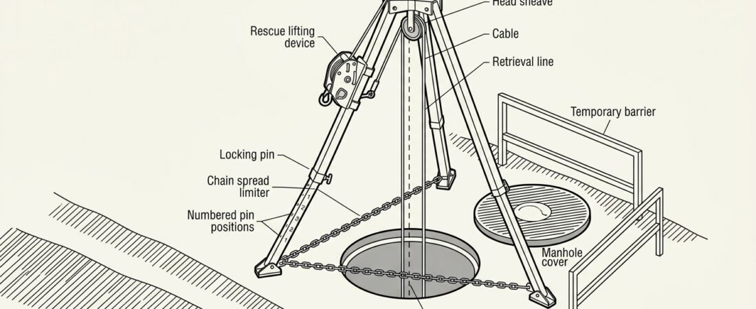Setting Up a Tripod Over a Manhole: Footing, Leg Geometry and Head Rigging