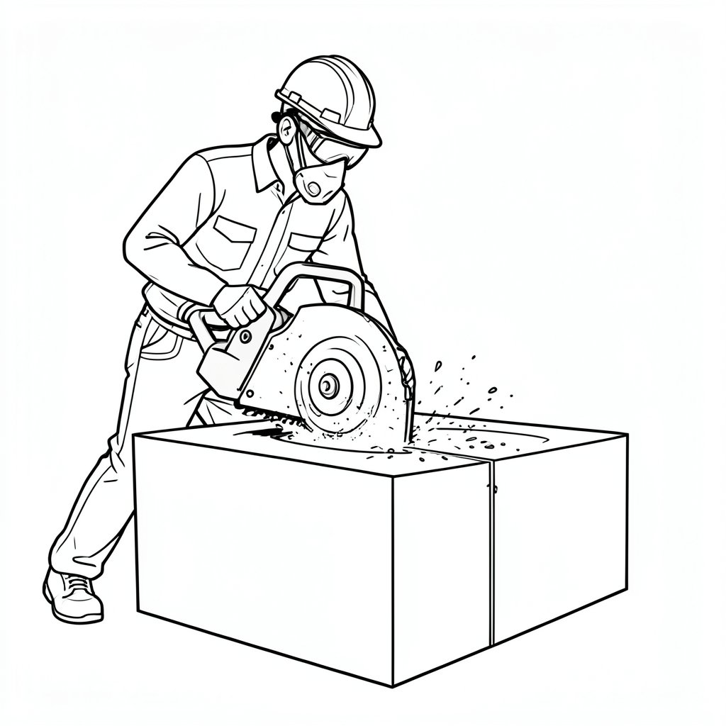 Dry-cutting concrete without dust extraction