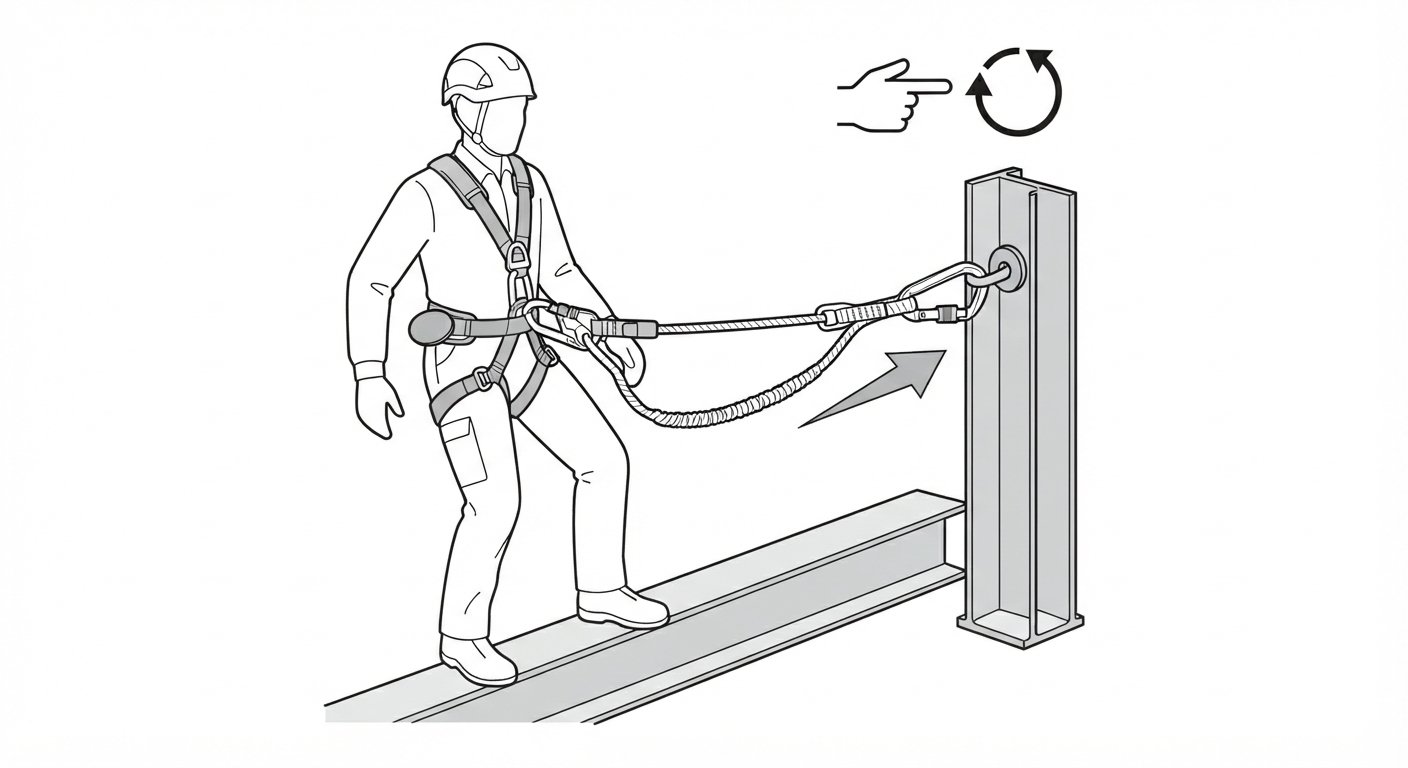 Using a lanyard as a temporary anchor