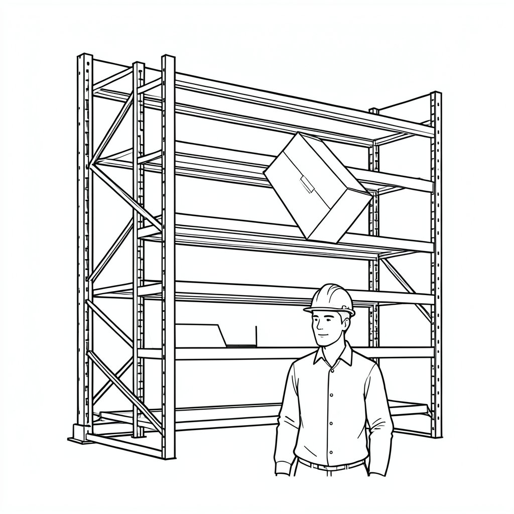 Falling carton near-miss in a warehouse