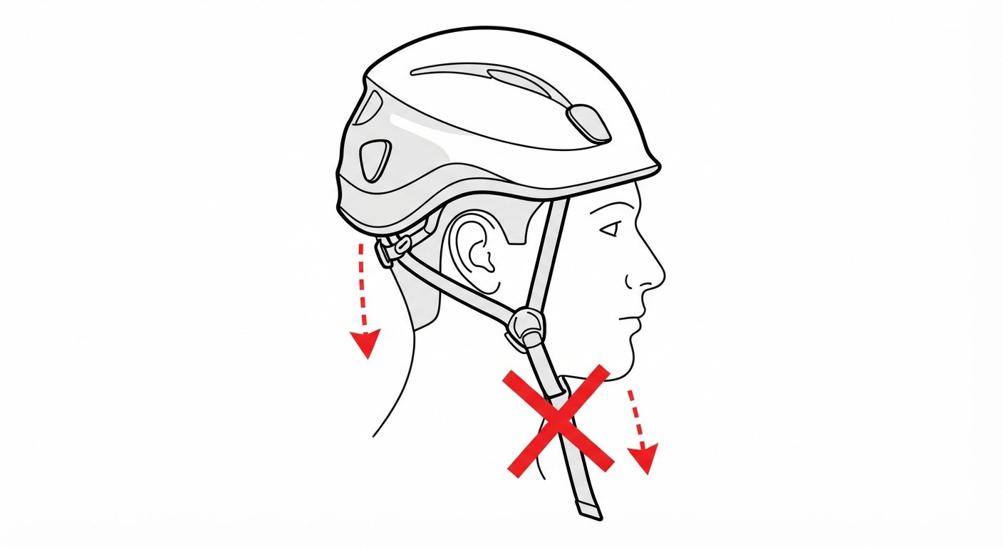 Wearing a helmet without the chinstrap