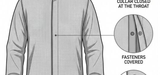 Simple line-art illustration of a flame-resistant welding jacket with a stand-up collar and covered front closure.